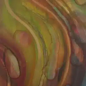 "Twirl - a vibrant piece of bright art with swirling, dynamic colours and bold glazes that radiate joy and spontaneity in abstract forms."