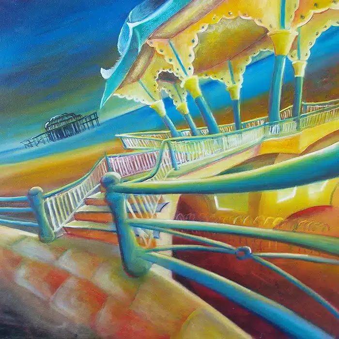 home 5 Surreal painting of Brighton Beach Bandstand by Simon Lea Wright