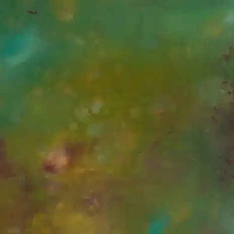corrosion detail Close-up detail of Corrosion by Simon Leawright, highlighting rust-like textures, corrosion-inspired patterns, and starry nebula effects in an earthy colour palette.