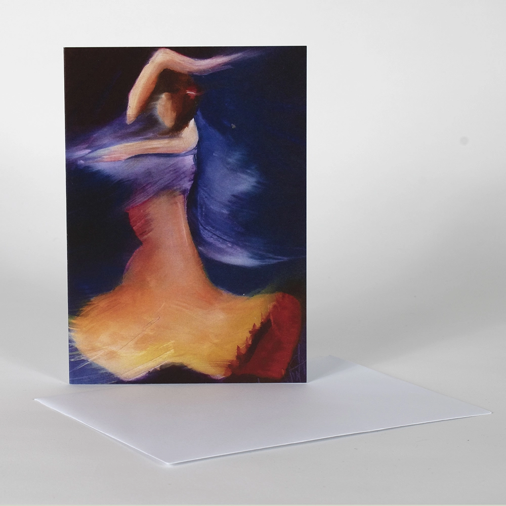 Greetings card featuring an abstract dancer