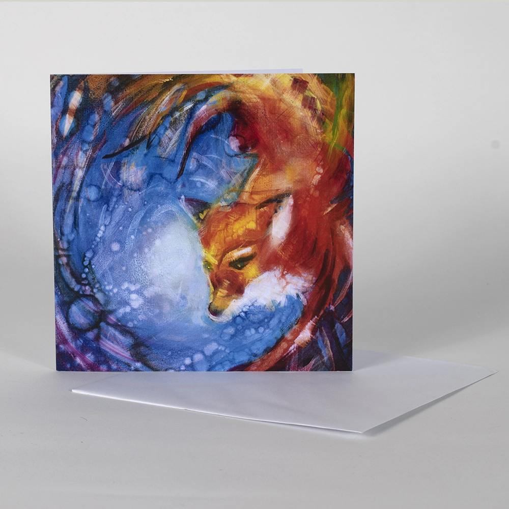 Card featuring an abstract fox