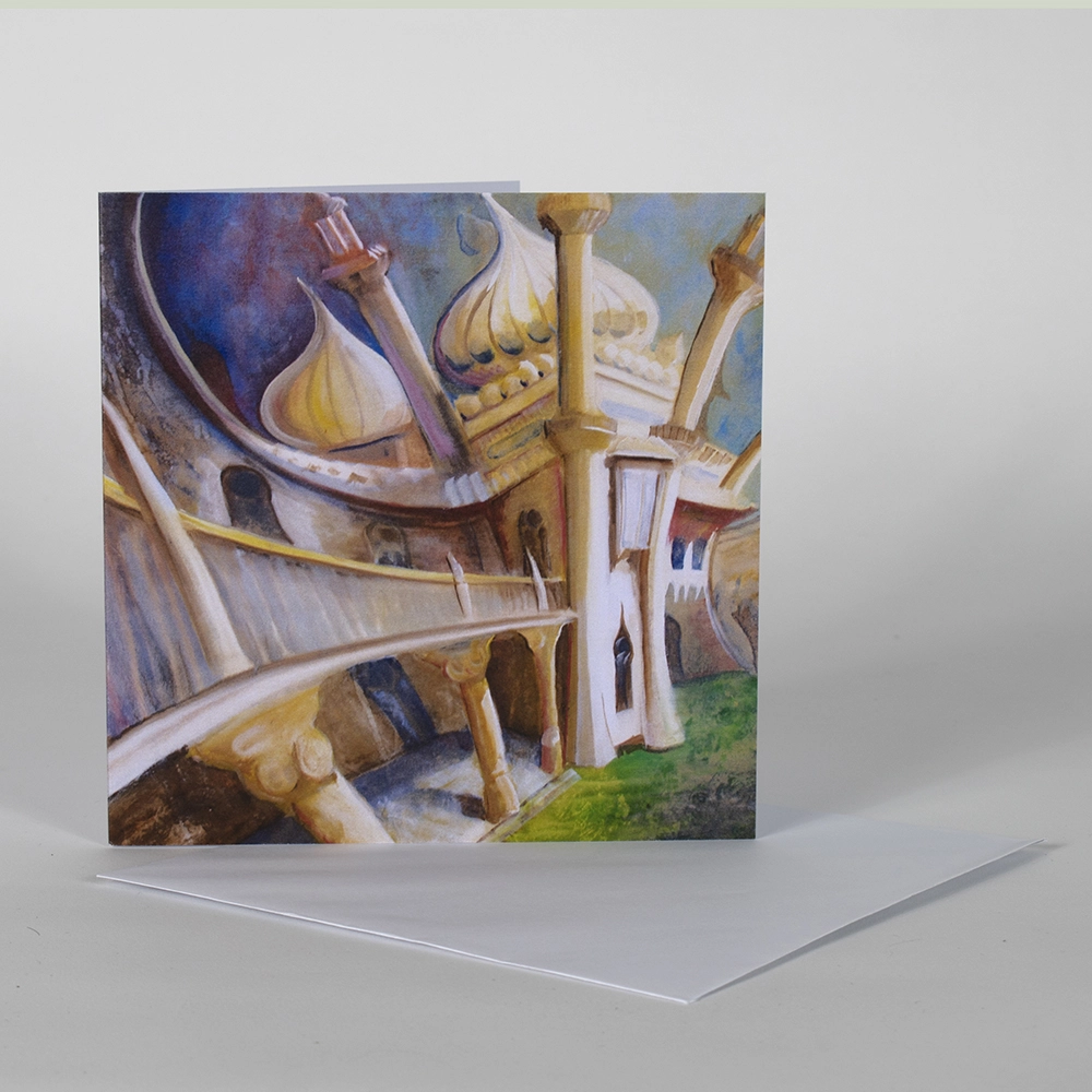 Card featuring a distorted Brighton pavilion image